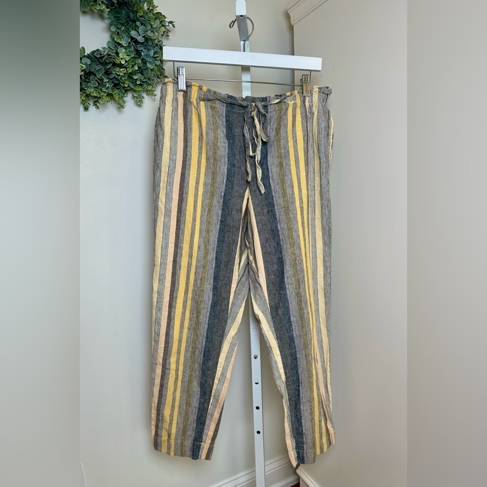 BeachLunchLounge Women’s Margot Linen Blend Crop Pants Size Large